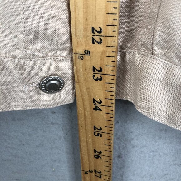 Bleu Jeans Jacket Womens Extra Large Tan 100% Linen Trucker Airy Beach Boho - Picture 5 of 16